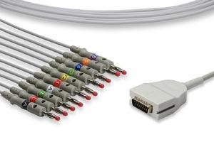 Direct-Connect EKG Cable, 10 Leads, Banana, 340cm, Mortara > Burdick Compatible w/ OEM: 012-0700-00, 7517, 7514, 7705, 7706, CB-721001R/1, 55, CB-721001R/1 (DROP SHIP ONLY) (Freight Terms are Prepaid & Added to Invoice - Contact Vendor for Specifics)