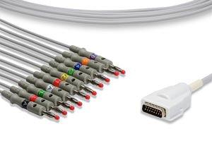 Direct-Connect EKG Cable, 10 Leads, Banana, 340cm, Mortara > Burdick Compatible w/ OEM: 7704, 7785, 012-0844-00, 012-0844-01, 1156472, 55, CB-721020R/1, 45508-B (DROP SHIP ONLY) (Freight Terms are Prepaid & Added to Invoice - Contact Vendor for Specifics)
