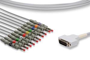 Direct-Connect EKG Cable, 10 Leads, Banana, 11ft, GE Healthcare > Marquette Compatible w/ OEM: 2029893-001, CB-45509-B, 55,065036 (DROP SHIP ONLY) (Freight Terms are Prepaid & Added to Invoice - Contact Vendor for Specifics)