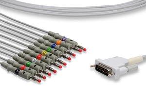 Direct-Connect EKG Cable, 10 Leads, Banana, 340cm, Schiller Compatible w/ OEM: 2,400071E, 2,400071S, 2,400116S, MD07J, CB-721015R/1, 45507-B, KKB007, 2 (DROP SHIP ONLY) (Freight Terms are Prepaid & Added to Invoice - Contact Vendor for Specifics)