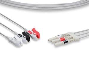 DIN Style Compatible ECG Leadwire, 3 Leads Pinch/Grabber, Compatible w/ OEM: 012-0296-00, 012-0284-00, LW-3090040/3A, LW-3090024/3A, LKM002, 900716-001 (DROP SHIP ONLY) (Freight Terms are Prepaid & Added to Invoice - Contact Vendor for Specifics)