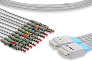 EKG Leadwire, 10 Leads Banana, GE Healthcare > Marquette Compatible w/ OEM: 38401816, 38401817 (DROP SHIP ONLY) (Freight Terms are Prepaid & Added to Invoice - Contact Vendor for Specifics)