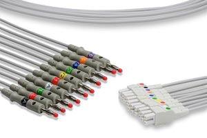 EKG Leadwire, 10 Leads Banana, GE Healthcare > Marquette Compatible w/ OEM: 2016032-001 (DROP SHIP ONLY) (Freight Terms are Prepaid & Added to Invoice - Contact Vendor for Specifics)