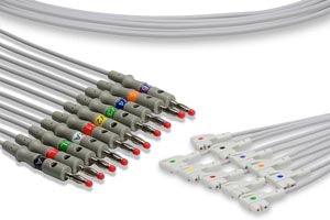 EKG Leadwire, 10 Leads Banana, Philips Compatible w/ OEM: 989803129161, M1713B, M1702A, 32027700, 989803129141, 989803129151 (DROP SHIP ONLY) (Freight Terms are Prepaid & Added to Invoice - Contact Vendor for Specifics)