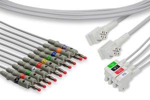 EKG Leadwire, 10 Leads Banana, Philips Compatible w/ OEM: 989803151631, 989803151671, 989803151651 (DROP SHIP ONLY) (Freight Terms are Prepaid & Added to Invoice - Contact Vendor for Specifics)