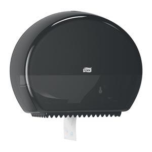 Bath Tissue Roll Dispenser, with Reserve, Jumbo, Mini, Universal, Black, T2, Plastic, 10.8