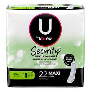 U by Kotex® Maxi Pads, Premium, Long, Super, 22/pk, 8 pk/cs