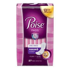 Poise Pads, Ultimate, Long, 27/pk, 4 pk/cs