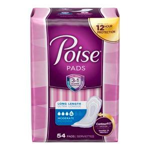 Poise Pads, Moderate, Long, 60/pk, 2 pk/cs