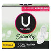 U by Kotex® Premium Pads, Regular, Ultra Thin, w/ Wings, 36/pk, 6 pk/cs