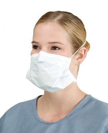 Surgical Mask Critical Cover® PFL® Pleated Elastic Strap One Size Fits Most Blue NonSterile (50/BX)