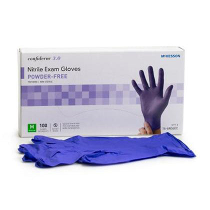 McKesson Exam Glove, Nitrile 3.0 P/F Blu Med (100/Bx 10Bx/Cs)