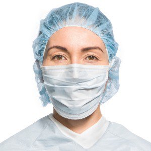 Surgical Mask FluidShield Pleated Tie Closure One Size Fits Most Blue NonSterile (50/BX 6BX/CS)