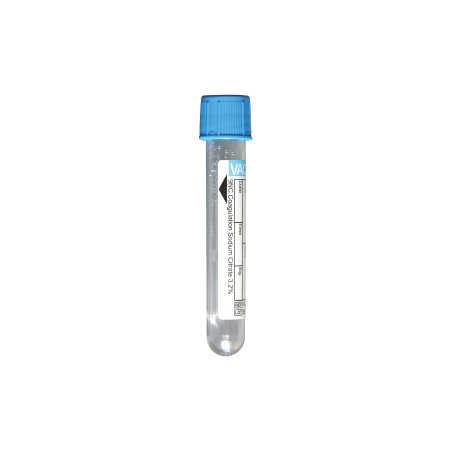 VACUETTE® Venous Blood Collection Tube Coagulation Tube Sodium Citrate Additive 13 X 75 mm 3 mL Light Blue / Black Ring Pull Cap Polyethylene Terephthalate (PET) Tube (50/BX)