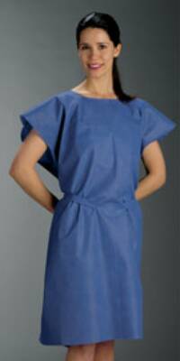 Patient Exam Gown Medium / Large Blue Disposable 30