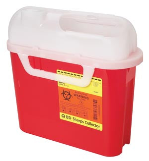 Sharps Collector, 5.4 Qt, Side Entry, Counter Balanced Door, Pearl, 12/cs