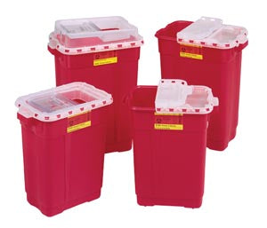Sharps Collector, 9 Gal, Hinged Top, Red, 8/cs