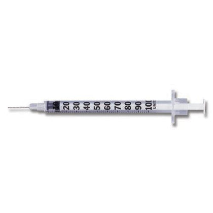 Insulin Syringe, 1mL, Permanently Attached Needle, 27G x 5/8