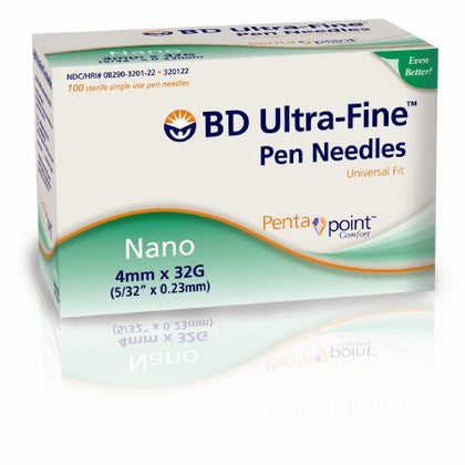 Insulin Pen Needle, 32G x 4mm, 100/bx, 12 bx/cs