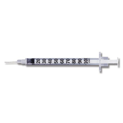 Insulin Syringe, 1mL, Permanently Attached Needle, 31G x 5/16