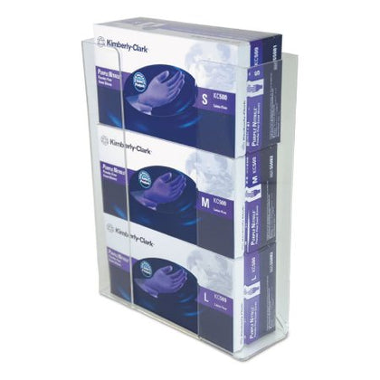 Acrylic Glove Dispenser/Holder, Horizontal Mounted 3-Box Capacity Clear 3-1/2 X 11 X 14-1/2 Inch Acrylic