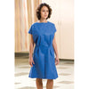 Exam Gown, Non-Woven, 30" x 46", Blue (White Tie), Large, 50/cs