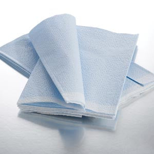 Fanfold Bed Sheet, Super Tissue/ Poly/ Tissue, Blue, 40" x 84", 48/cs