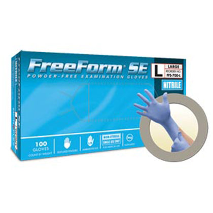 Exam Gloves, PF Nitrile, Textured Fingers, Blue, Medium, 100/bx, 10 bx/cs (For Sale in US Only)