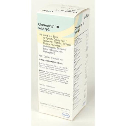 Roche Chemstrip 7 (Leukocytes, pH, Protein, Glucose, Nitrite, Ketone, Blood), CLIA Waived, 100/vial (Minimum Expiry Lead is 90 days)