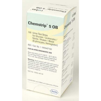 Roche Chemstrip 5 OB (Leukocytes, Protein, Glucose, Blood, Nitrite), CLIA Waived, 100/vial
