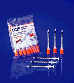 Insulin Syringe & Needle, 28G x ½", ½cc, 10/bg, 10bg/bx, 5bx/cs