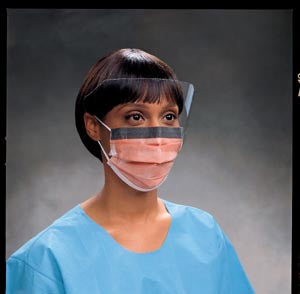 Fluidshield® Fog-Free Procedure Mask with Earloops, Level 3, Wraparound Visor, Orange, 25/pkg, 4 pkg/cs