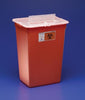 Container, 10 Gal, Red, Split Lid, Sharps Port, Large Volume, 15½"H x 12"D x 21½"W, 6/cs
