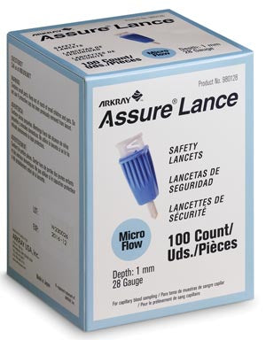 Lancet, 28G x 1mm, Light Blue, 100/bx