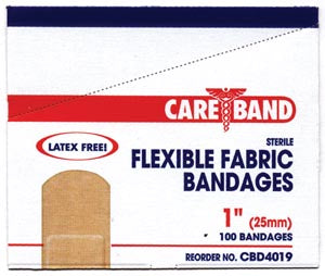 Fabric Strip Bandage, 1" x 3", Latex Free (LF), 100/bx, 12 bx/cs