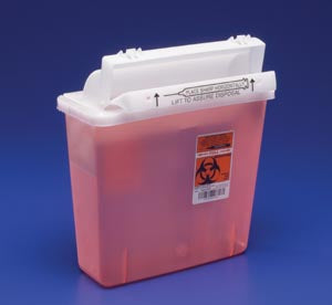 IN-ROOM Sharps Container, 5 Qt, Transparent Red, SHARPSTAR Lid & Counter-Balanced Door, 12½