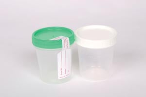 Specimen Container, 4 oz, Non-Sterile, White Cap, 500/cs