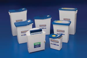 Waste Disposal Container, 8 Gal, Lid & Absorbent Pad, 17¾