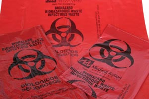 Biohazardous/ Infectious Waste Bag with Biohazard Symbol, 1.25 mil, Red, a5-7 Gallon, 400/cs