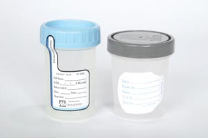 Gent-L-Kare™ Specimen Container, 4.5 oz, Translucent with Blue Lid, 500/cs