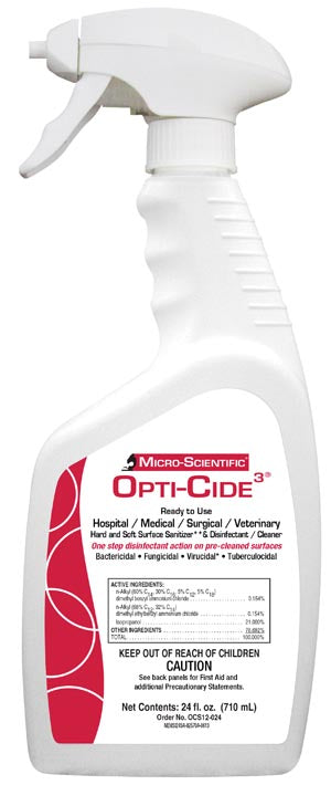 Opti-Cide3 Disinfectant, 24 oz Spray Bottle, 12/cs (Contenental US Only) (Item is considered HAZMAT and cannot ship via Air or to AK, GU, HI, PR, VI)