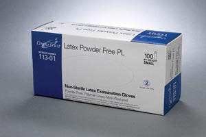 Exam Glove, Latex, Small, Powder Free (PF), 100/bx, 10 bx/cs