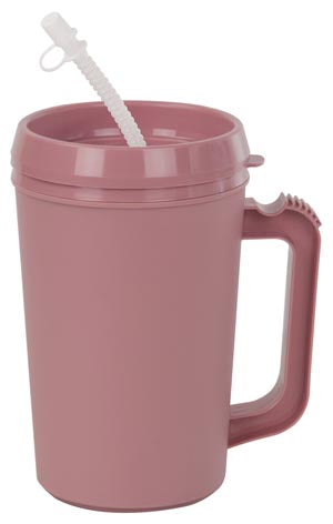 Insulated Mug, with Straw, 34 oz, Rose, 24/cs