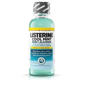 Listerine® Zero™ Mouthwash, Clean Mint, 95mL (3.2 oz), 24/cs