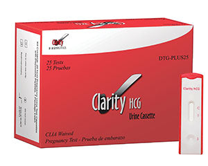 Clarity HCG Test Cassettes, CLIA Waived, 25/bx