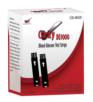 Clarity BG1000 Blood Glucose Meter Strips, 50/bx
