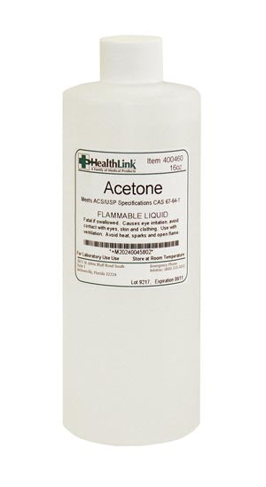 Aceton, 16 oz  (Item is considered HAZMAT and cannot ship via Air or to AK, GU, HI, PR, VI)