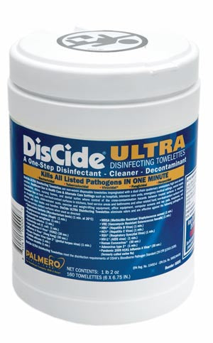 DisCide Ultra Towelettes, 6” x 6 ¾”, 160ct/can, 12can/cs
